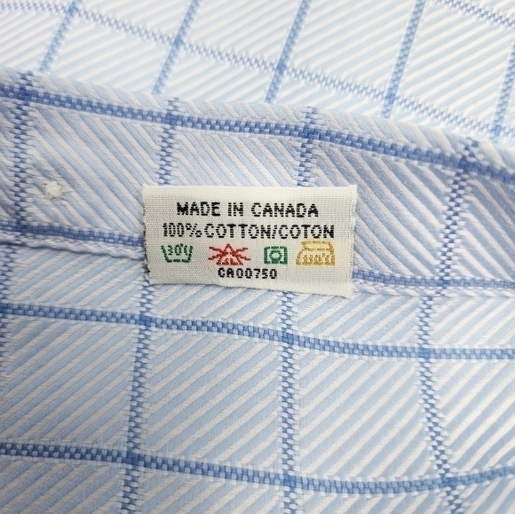 Coppley Men's Blue Check Pattern Button Down Point Collar Tailor Made Shirt - Picture 7 of 16